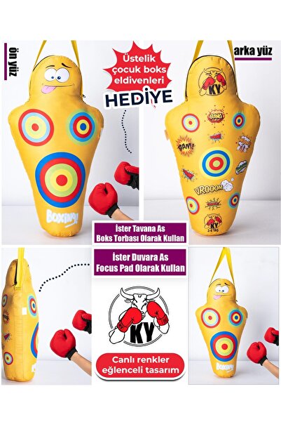 Ky Boks Çocuk Boks Torbası Seti Renkli Hedefli + Boks Eldiveni