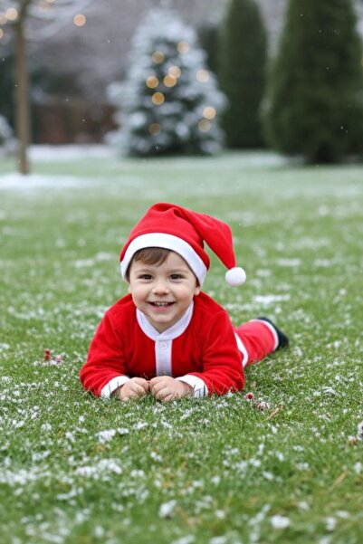 Parti Selesi Boys' Santa Claus Costume Red Winter Suit New Year Party Festival Dress Set