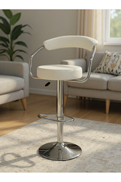 Living كرسي بار، جلد، دوار، قابل لتعديل الارتفاع مع مسند للقدمين