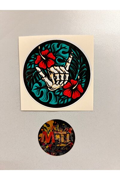 sticker Skeleton Hand Flower Detailed 7X7Cm Car Motorcycle Helmet Laptop Windshield Sticker Printing