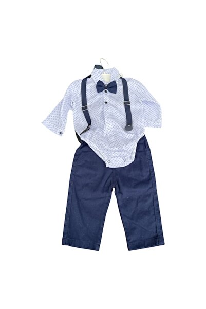 OEM Elegant Boys' 4-Piece Set (Shirt-Body, Bow Tie & Trousers with Suspenders) - 18 Months