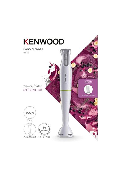 Kenwood Hand Blender, 600W, 0.6L, Removable Wand, One Speed Plus Turbo Function HBP02