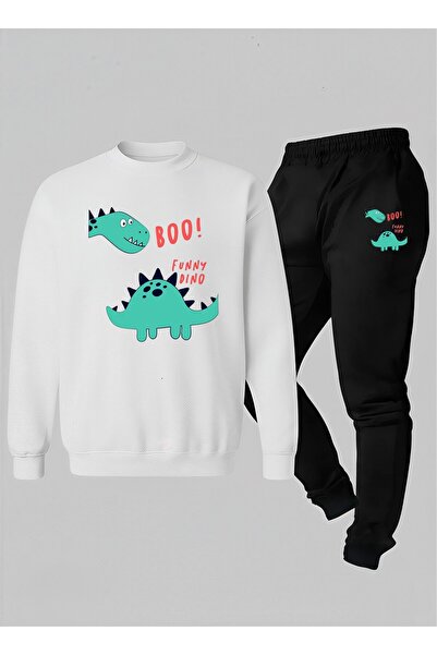 LORVEX Swea tricou - Trening pentru copii, cu gât rotund, FUNNY DINO, imprima...