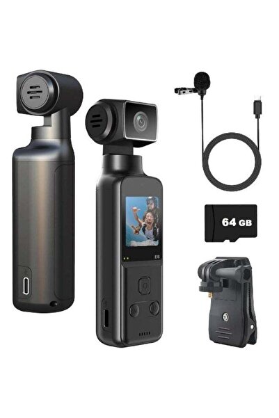 HYX 4K Body Camera Mini Vlog Cam 270° Rotating with External Microphone and 64GB Card