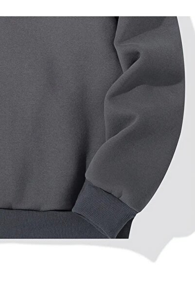 EXPECTED Φούτερ Unisex Smoke Grey με κουκούλα 3 İp Ş επένδυση fleece με κουκούλα