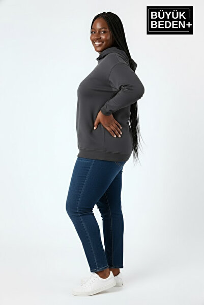 Superlife Γυναικείο φούτερ με κουκούλα Plus Size SPR24BSWK57