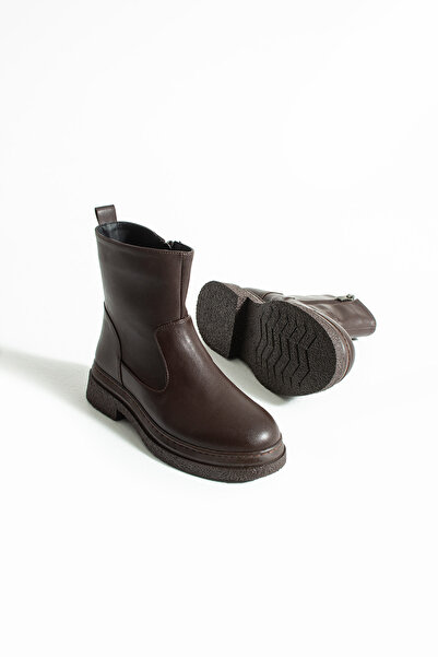 KOTAN Γυναικείες κοντές μπότες με φερμουάρ σε καφέ χρώμα | Αντιολισθητικές χειμερινές μπότες καθημερινής χρήσης