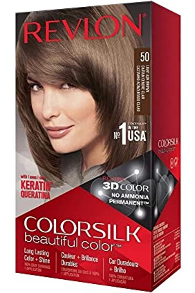 Revlon ColorSilk Permanent Hair Color, 50 Light Ash Brown