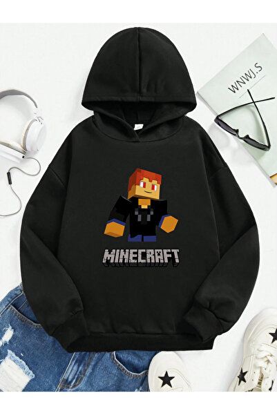 SVART WEAR Дитячий світшот з капюшоном і кишенями-кенгуру з принтом Minecraft...