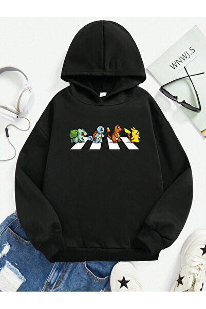 SVART WEAR Παιδικό φούτερ με κουκούλα και τσέπη καγκουρό, με στάμπα Pokemon, ...