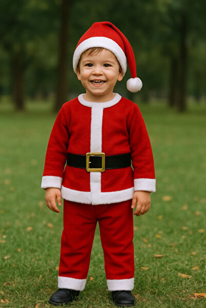 Parti Selesi Boys' Santa Claus Costume Red Winter Suit New Year Party Festival Dress Set