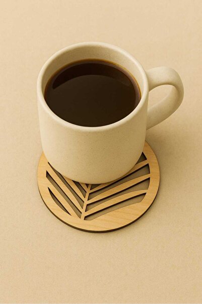 hebmeyy Wooden Coasters, Leaf Pattern, Set of 4