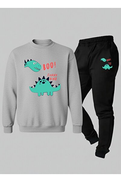 LORVEX Dukserica - Trenerka Dječji Set okrugla kragna SMIJEŠNI DINO B Štampan...