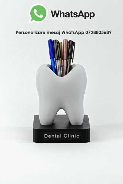 ChillOutlet Suport pentru pix personalizabil în formă de dinte cu numele clin...
