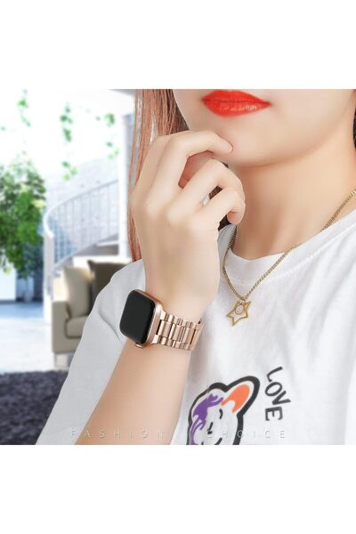 lnkoo iiteeology Stainless Steel Replacement Band for Apple Watch (38/40/41/42/44/45mm) - Rose Gold