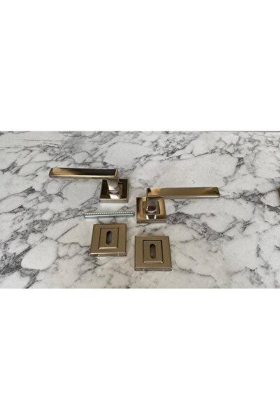 Dündar Metal PANEL - Kare Rozetli Nikel PARLAK Kapı Kolu 2 Adet Sağ\Sol