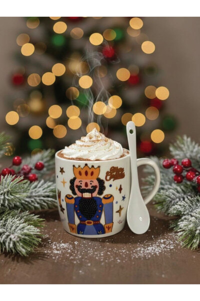 toganstore Yılbaşı Temalı Mavi Fındık Kıran Kupa 3'lü Hediyelik Set