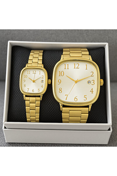 Choppers Gold çift saat kare saat takvimli saat