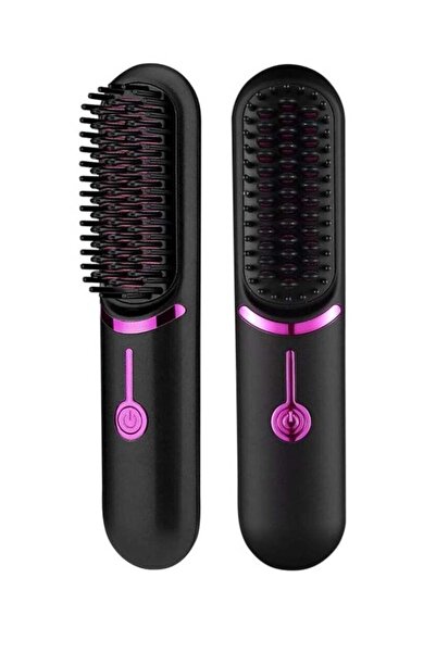 XIUWOO Cordless Hair Straightener Brush - Type-C Rechargeable, 3 Heat Settings, Anti-Scald, Negativ