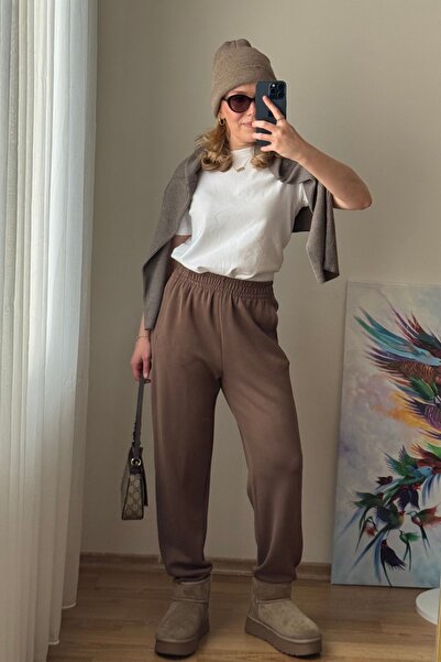 Byelmira Women's Jogger Modal Sweatpants Brown