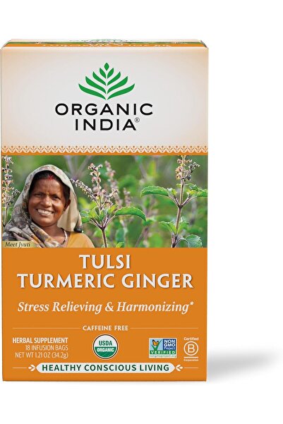 Organic India Tulsi Ginger & Turmeric Tea Bags, 18 Count