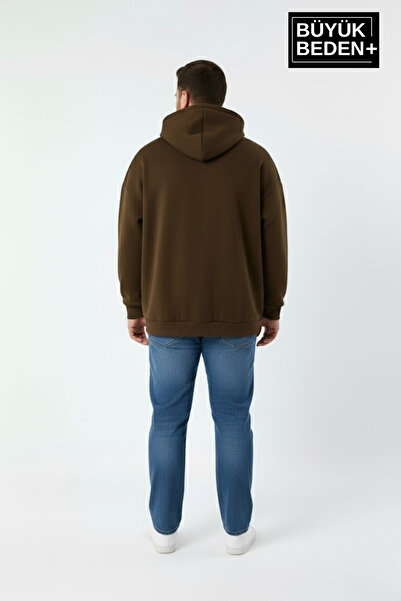 Superlife Мъжка блуза с качулка в голям размер, с ребристи ръкави и подгъв SPR26BSW957