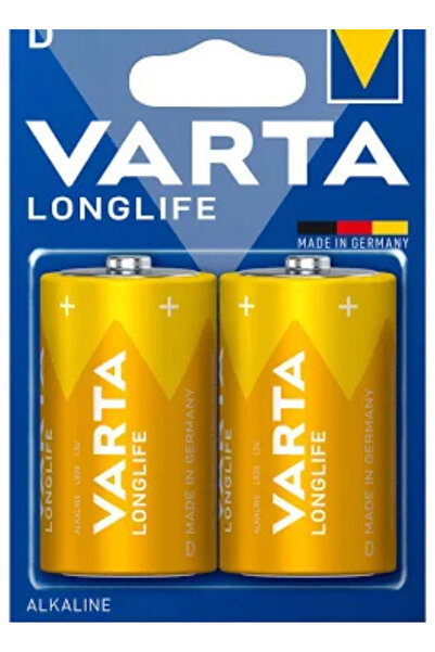 Varta مجموعة طويلة الأمد من بطاريتين D، LR20 قلوية 1.5 فولت