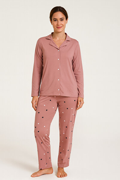 Mutlu City Women's Milan Fabric Comfortable Fit Buttoned Soft Pajama Set 4982