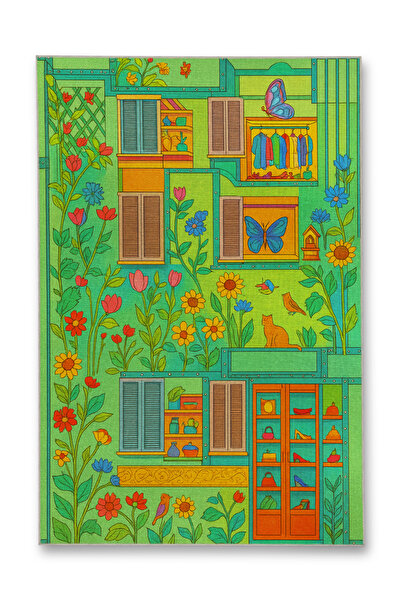 Rugs Modern Halı Mosso Blue Purple Tones Ethnic Flowers Pattern Woven Base Vi...