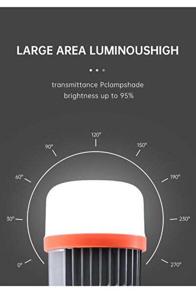 Generic Stretchable LED Lantern 60W Rechargeable Camping Light Bulb Type C 3 Modes Hanging Hook Emergency