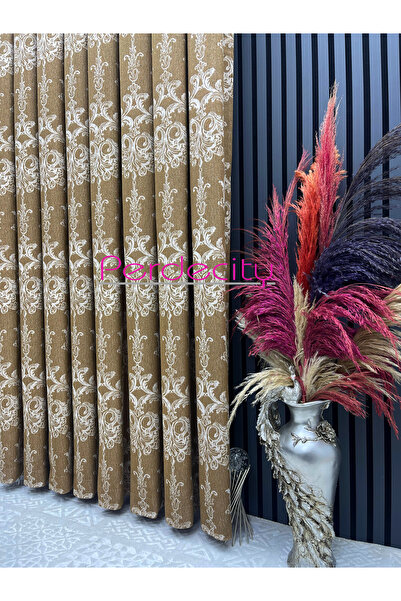 PERDECITY Dubai Bohemian Style Patterned Mustard Background Curtain 1X3, Can'T Be Ironed (Single Panel)