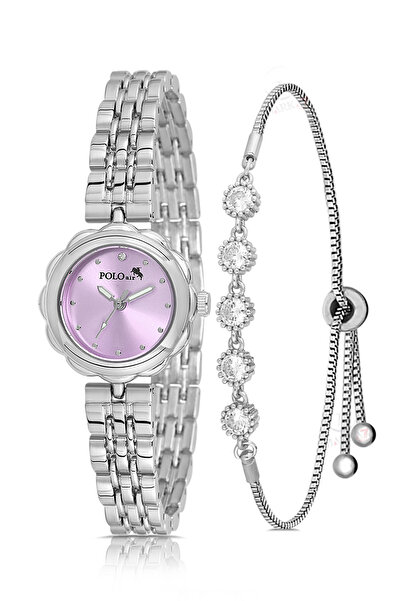 Polo Air Elegant Flower Case Women Wristwatch 5 Stone Bracelet Combination Si...