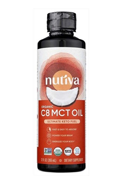 Nutiva زيت MCT العضوي C8، وقود الكيتو المثالي، 12 أونصة سائلة