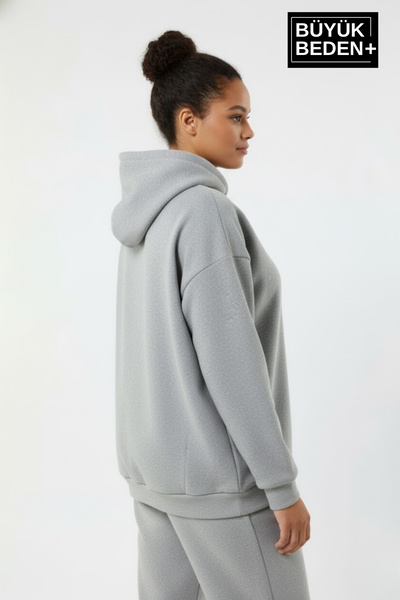 Superlife Γυναικείο φούτερ μεγάλου μεγέθους με κουκούλα με χειρόγραφο γράμμα Brooklyn με τύπωμα Άνετο φούτερ SPR26BSWK958