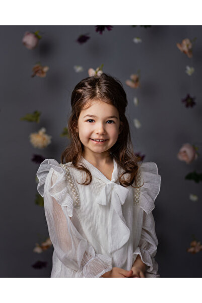 kiddos.ro Elegant crepe veil shirt with pearls for girls