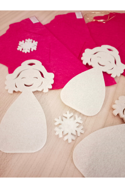 Kabajur Fuchsia Felt Christmas Angel Ornament Set of 3 - Easy DIY Activity
