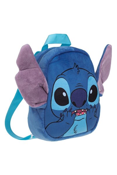Tessari Plush Velvet Blue-Purple Stitch Backpack for Children 17.5 x 7 x 21 cm