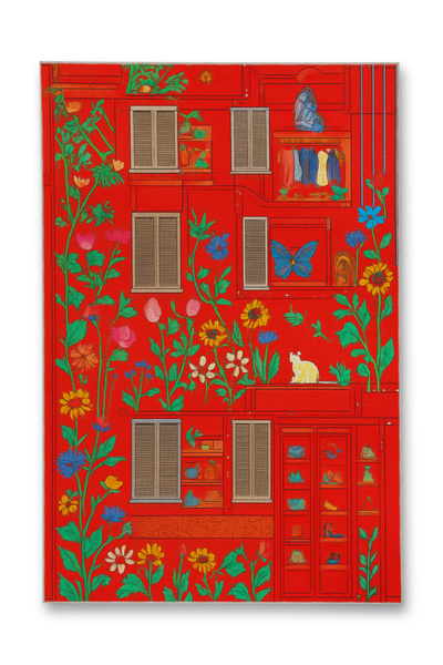 Rugs Modern Halı MOSSO Μπλε Μωβ Αποχρώσεις Έθνικ Λουλούδια με Σχέδιο Υφαντή Β...