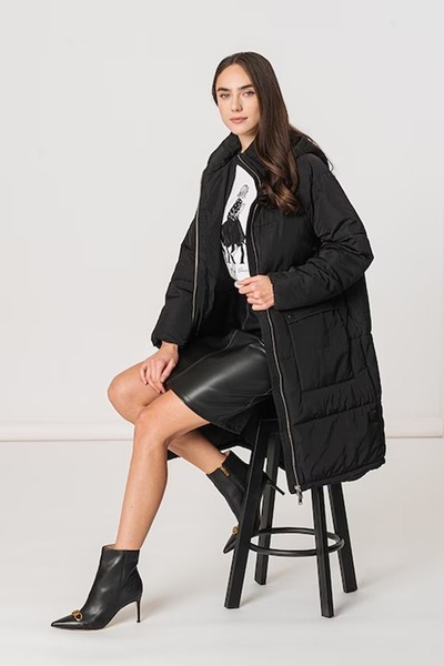 ONLY Onlgabi hooded jacket with asymmetric hem, Black, M