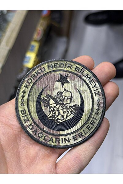 KOMANDO PAZARI "Korku Nedir Bilmeyiz " Yazılı 3D Kamuflaj Arma Patch(Peç) Ark...