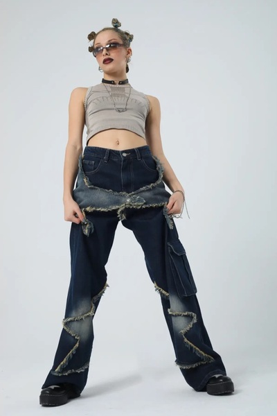 DENİKK Yudoowear, Star-Patterned Baggy Jeans Pants