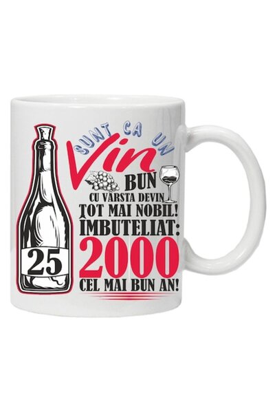 CRD PRINT Personalized mug 'Un Vin Bun 2000-25' (red print on white) 330 ml