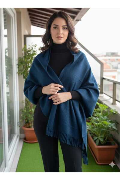 ALLURİNG THE BETTER ONE شال كتف نسائي من الصوف للأمهات مزين بشراشيب شتوي بالل...