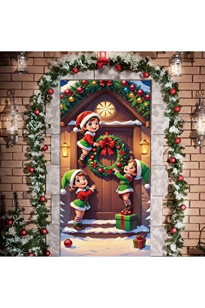 PROMISEBACKDROP2 زينة باب مرنة مقاس 190×75 سم، غطاء باب من القماش، ديكور عيد ...