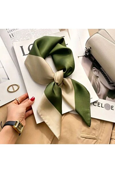 Accessories Hei Green Patterned Stylish Silk-Look Women's Accessory Scarf Foulard