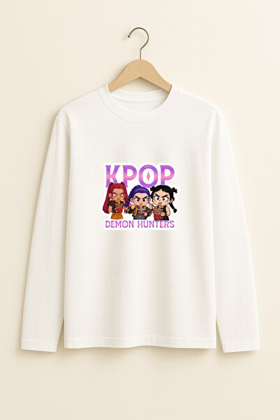 fasardi K-Pop Demon Hunters Huntrix Zoey Rumi Mira Printed Long Sleeve Girls' T-Shirt