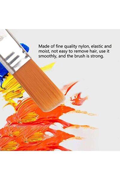 Generic Pack Of 12 Flat Nylon Hair Wooden Painting Brush