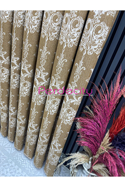 PERDECITY Dubai Bohemian Style Patterned Mustard Background Curtain 1X3, Can'T Be Ironed (Single Panel)