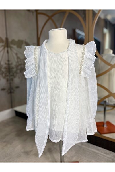 kiddos.ro Elegant crepe veil shirt with pearls for girls