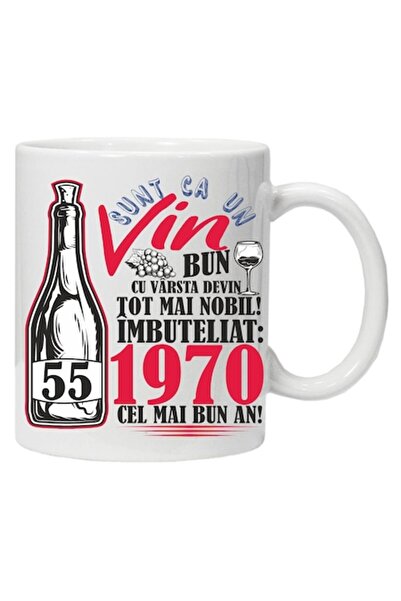 CRD PRINT Personalized mug "Un Vin Bun 1970-55", red, CRD PRINT, 330ml, white